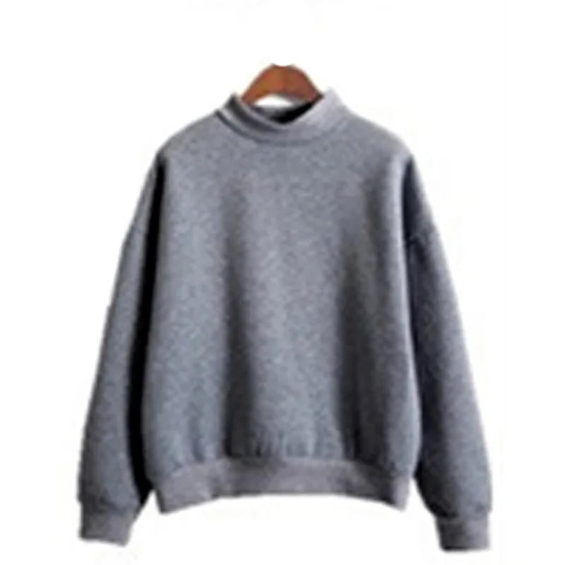 Basic Sweatshirts Winter Autumn Woman's Hoodies S-XXL Fleece Thick Knit Sweatshirt Female Round Neck Sweatshirts Pullover Tops